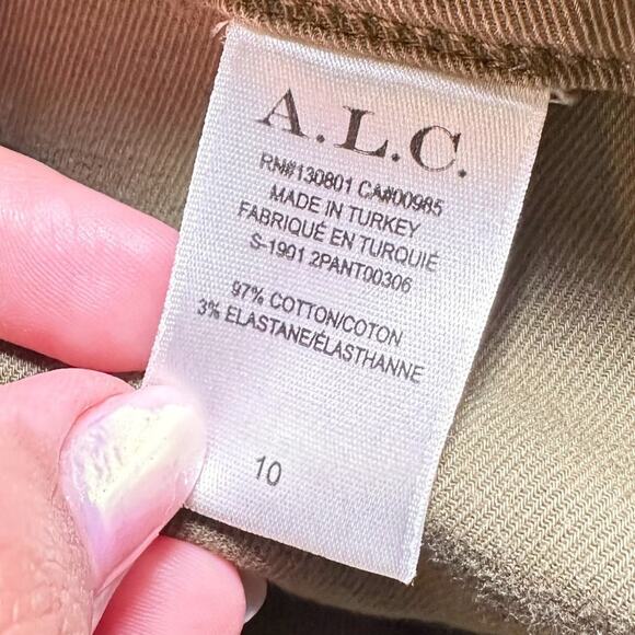 A.L.C. Wide Leg Cropped Pants High Rise Olive Green Women 10 - Picture 5 of 9